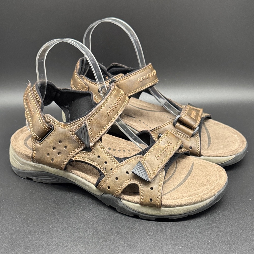 Mens Earth Spirit Brown Adjustable Strap Comfort Sandals Sz 9